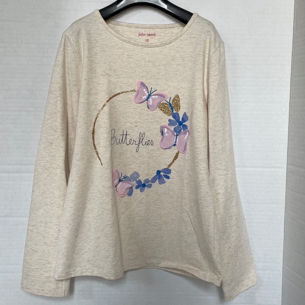 JOHN LEWIS England Girls Butterfly Shirt Size 10